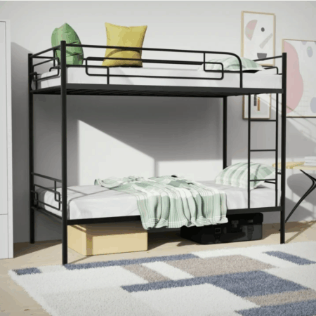 DreamBuck Bunk Bed Twin over Twin Metal Twin Bunk Beds Heavy Duty Bunk Bed for Adults Teens Girls Convertible Into 2 Beds with Ladder, Safety Guard Rail, Space-Saving, Noise Free